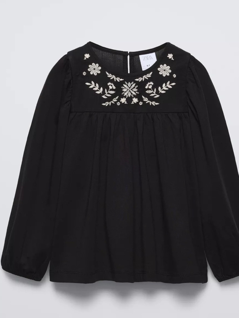 NWT Zara Black White Embroidered   Romantic T-shirt